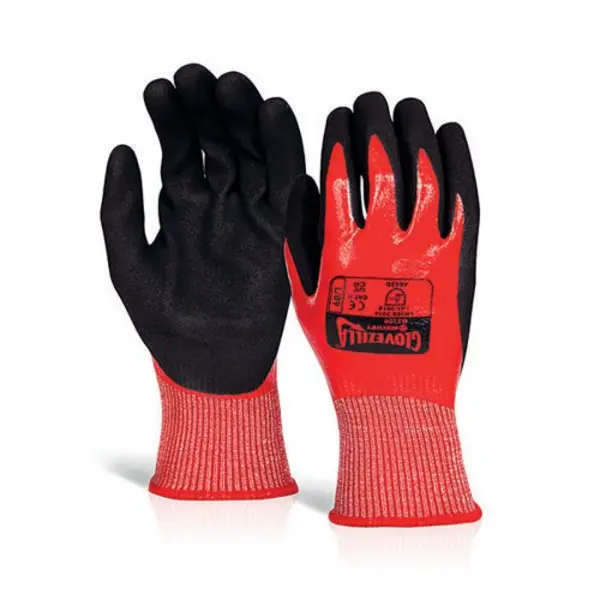 Image of Beeswift Beeswift Glovezilla Waterproof Nitrile Cut D Gloves (Pack of 10) Red S GZ109RENS