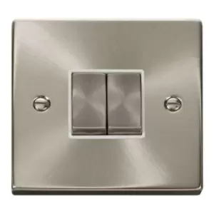 Image of Click Deco 10 AX 2 Way Plate Switch Satin Chrome White VPSC412WH