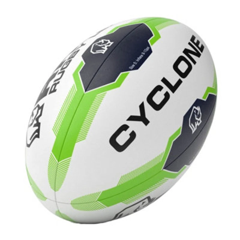 Image of Rhino Cyclone Xiii Rugby Ball White/green/black (5)