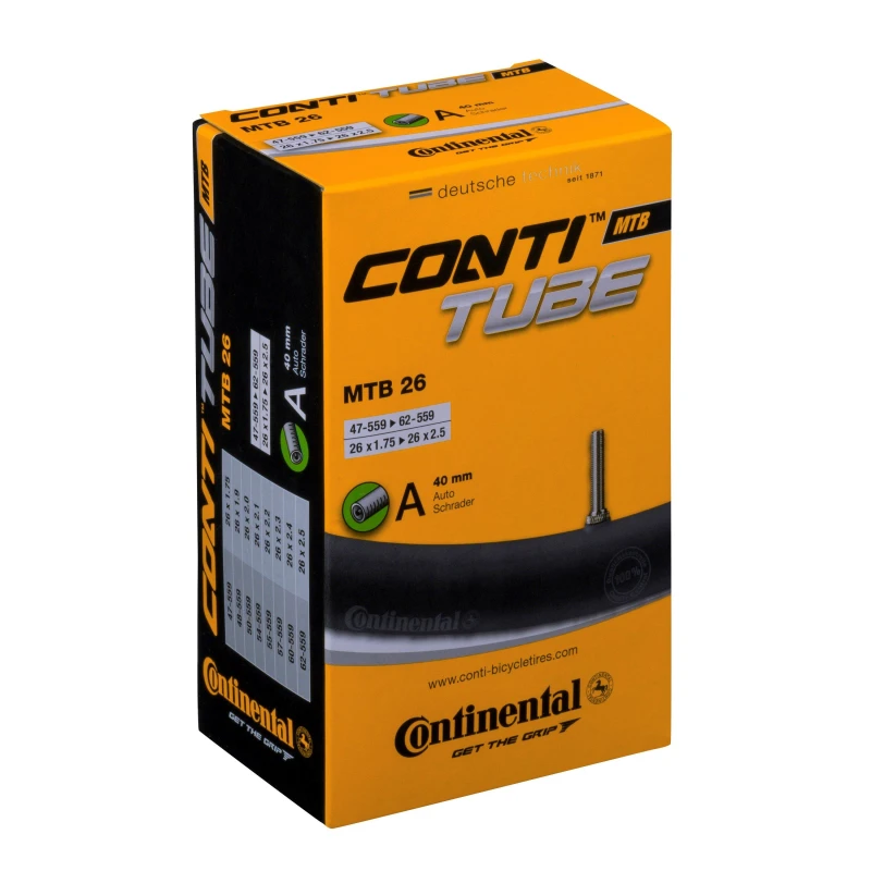 Image of Continental Mtb tube - schrader 40MM valve: Black 26X1.75-2.5' TUCMTBS40 - Continental thv038443