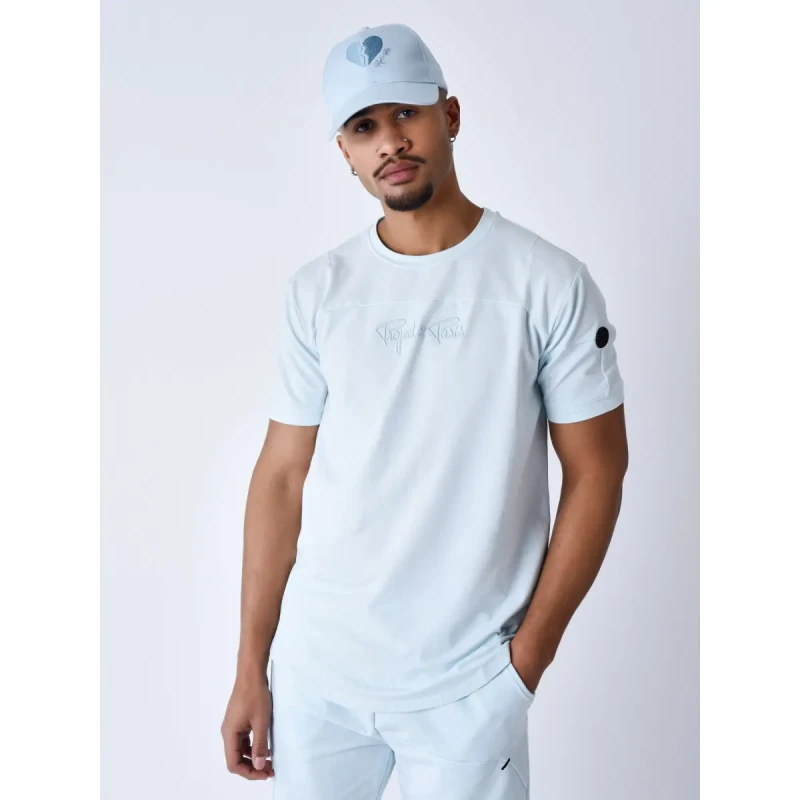 Image of Project X Paris Technical T-Shirt with cut-outs Project X Paris Bleu Male XS