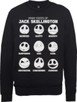Image of Disney The Nightmare Before Christmas Jack Pumpkin Faces Black Sweatshirt - M - Black