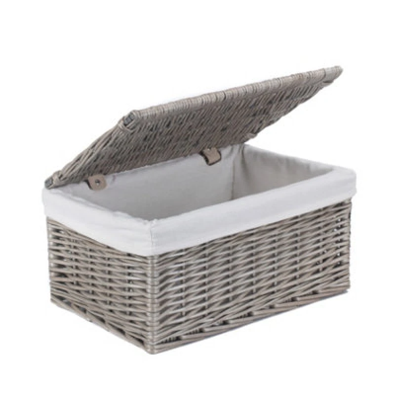 Image of Red Hamper Eh125L Wicker Small Antique Wash Cotton Lined Storage Basket