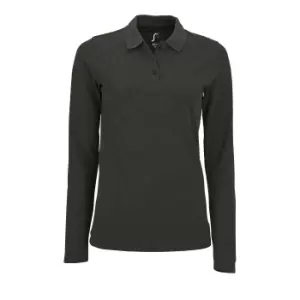 Image of SOLS Womens/Ladies Perfect Long Sleeve Pique Polo Shirt (XXL) (Charcoal Marl)