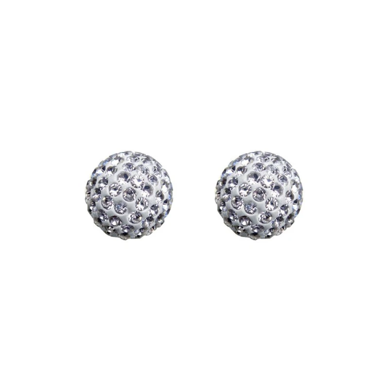 Image of Jewelco London 9ct Gold Crystal Disco Ball Stud Earrings, 8mm - JES212 Gold female