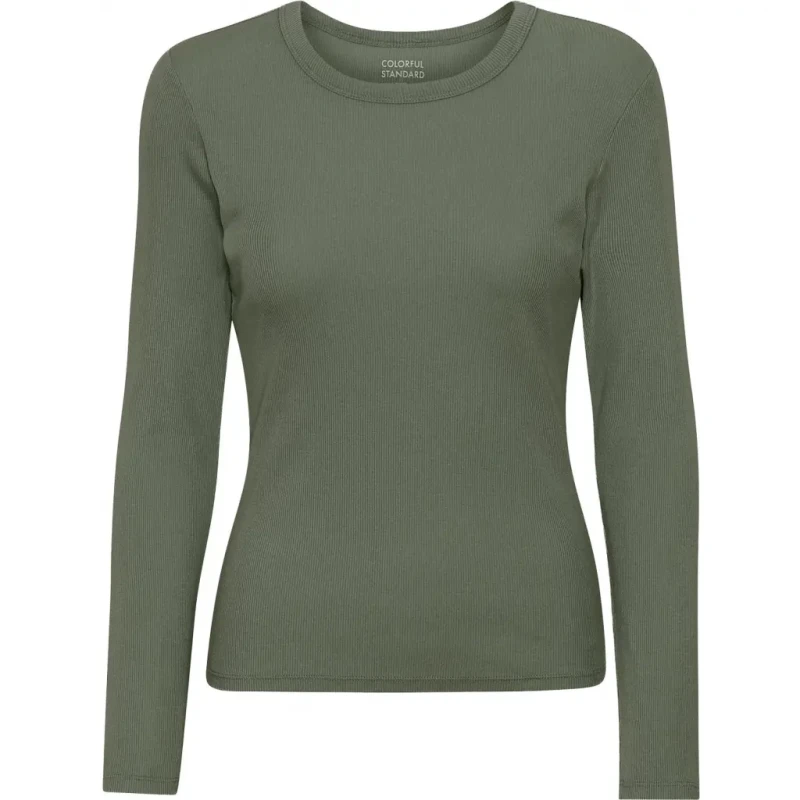 Image of Colorful Standard Womens long sleeve ribbed T-Shirt Colorful Standard Organic dusty olive Vert Female S
