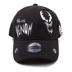 Image of Marvel Comics Venom We Are Venom Grunge Patches Adjustable Baseball Cap- Unisex- Black