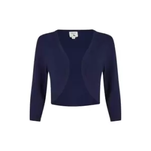 Image of Yumi Navy Knitted Curve Bolero - Blue