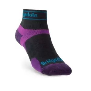 Image of Bridgedale TRAIL RUN Ultralight T2 Merino Sport Low Womens - Large Charcoal / Purple