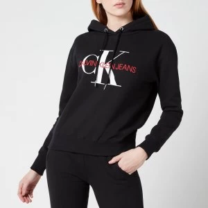Image of Calvin Klein Jeans Womens Crop Monogram Hoodie - Ck Black - S