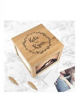 Image of Personalised Couples Large Photo Cube With Wreath Design