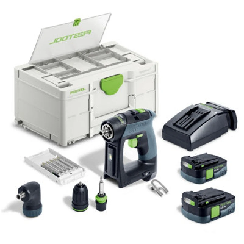 Image of Festool CXS 12 Brushless Cordless Drill CXS 12 2,5-Set Batteries: 2 x 2.5ah Li-ion