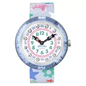 Image of Flik Flak Going to School Stafetti Quartz Movement White Dial Textile Bracelet Girls Watch FBN136