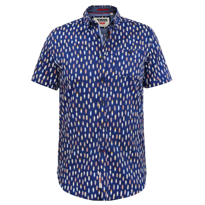 Image of Duke Clothing Duke Clothing Men D555 Hackford Short-Sleeved Shirt in Navy Size: Medium Navy M Male 5063527533081