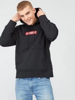 Image of Levis Boxtab Logo Relaxed Graphic Overhead Hoodie - Black