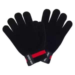 Image of Spider-Man Boys Web Head Logo Gloves (One Size) (Black/Red)