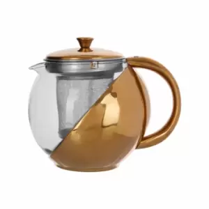 Image of Premier Housewares Gold Finish Glass Teapot with Infuser