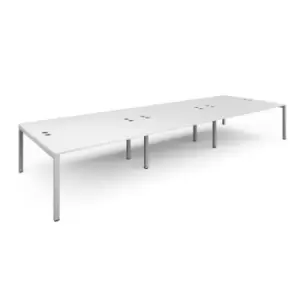Image of Bench Desk 6 Person Rectangular Desks 4800mm White Tops With White Frames 1600mm Depth Connex