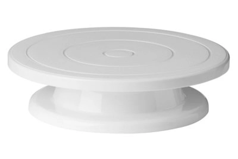 Image of Premier Housewares White Turntable Stand, Modern Turntable Stand, Desserts and Cake Stand, Stylish Revolving Cake Turntable White