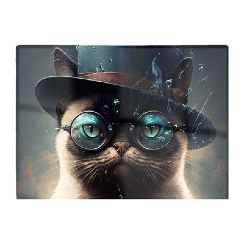 Image of Warren Reed Designer Siamese Cat With Glasses Splashart Chopping Board