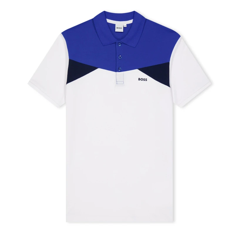 Image of Boss Colourblock Polo Shirt Juniors - White White 7 - 8 Years