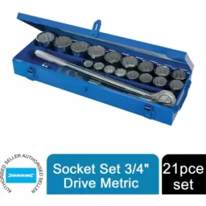 Image of Silverline - Socket Set 3/4' Drive Metric 21pce 633663