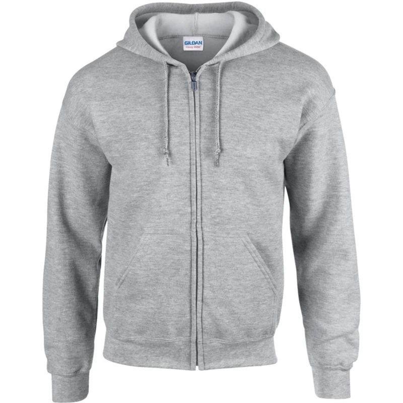 Image of Gildan Heavy Blend Full Zip Hooded Sweatshirt Top in Grey Size: Small Grey Unisex S
