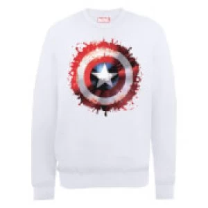 Image of Marvel Avengers Assemble Captain America Art Shield Sweatshirt - White - M