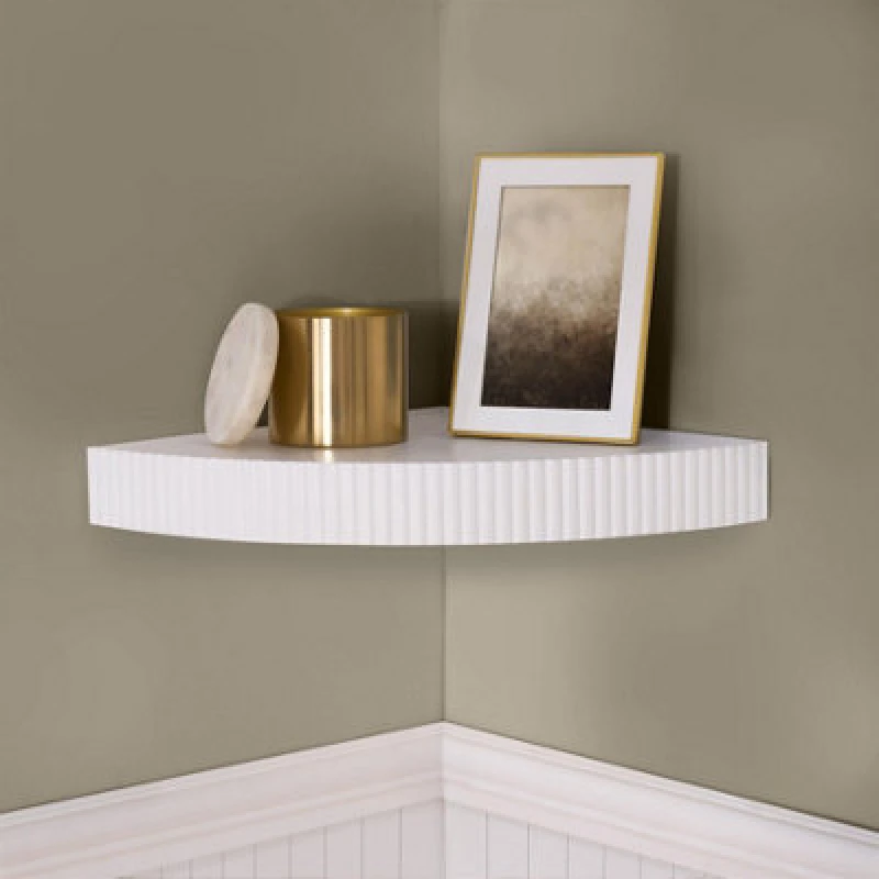 Image of OHS OHS Ribbed Corner Shelf Wall Mounted Storage Space Saving Modern in Cream Cream One Size Unisex 5027434230044