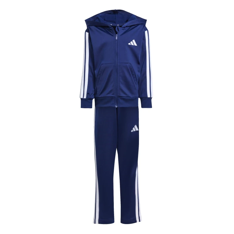 Image of adidas 3 Stripe Poly Tracksuit Navy/White unisex 4-5 Years