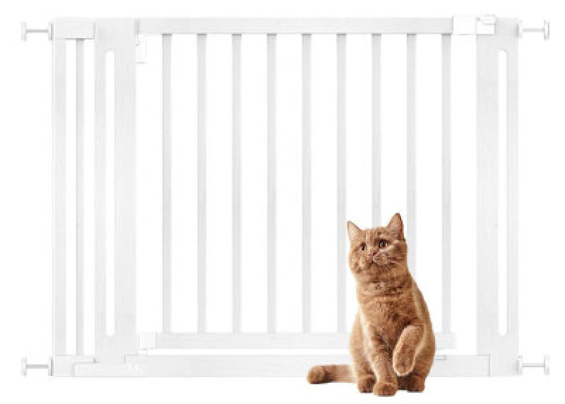 Image of Bettacare Wooden Elegance Dog Gate, White, 105Cm - 113Cm, Pressure Fit Pet Gate, 73Cm Extra Wide Doorway, Easy Installation