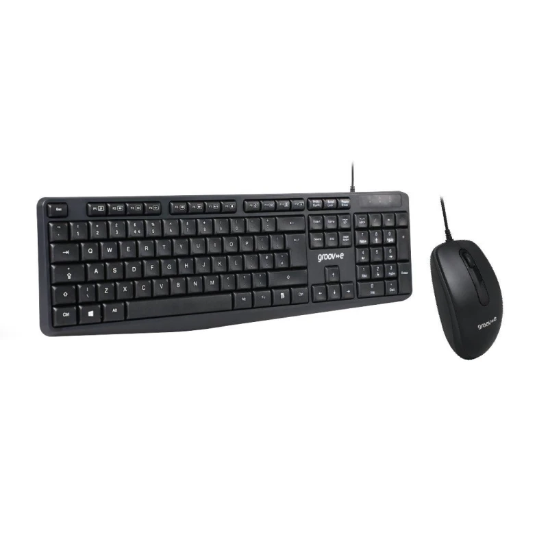 Image of Groov-e Wired Full Size Keyboard & Mouse Set - Black unisex One Size
