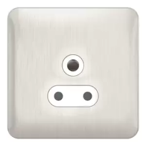 Image of Schneider Electric Lisse Screwless Deco - Unswitched Single Power Socket, Single Pole, Round Pin, 5A, GGBL3080WSS, Stainless Steel with White Insert,
