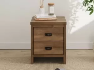 Image of GFW Boston Knotty Oak Effect 2 Drawer Bedside Table