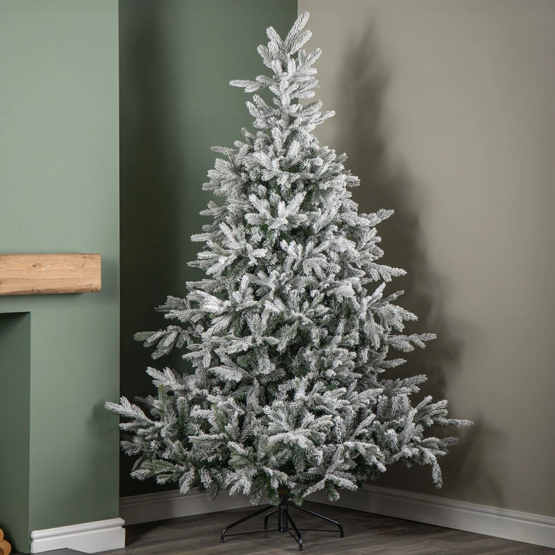 Image of 8ft (2.4m) Snowy Grandis Fir Artificial Christmas Tree with 2935 Tips & Metal Stand