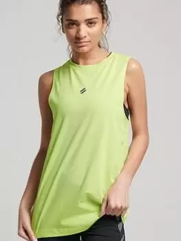 Image of Superdry High Neck Longline Sport Top -yellow, Yellow, Size 10, Women