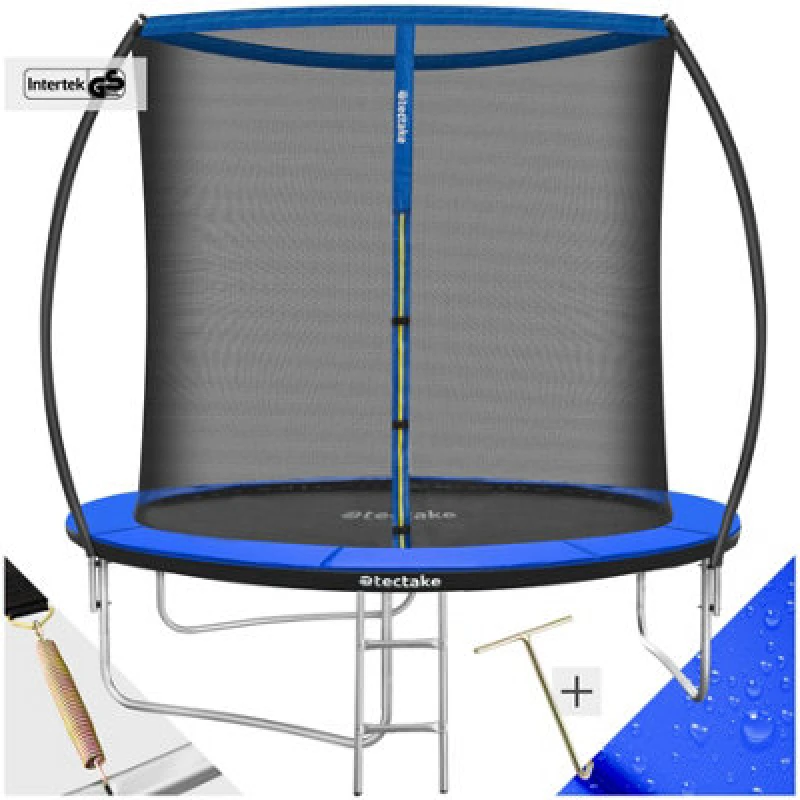 Image of Tectake Trampoline Jumpy - Tear Resistant Mat, Safety Net, Padded Edges, Entry Ladder - 244 Cm