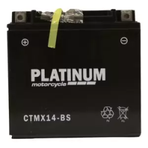 Image of Platinum Motorcycle Starter Battery CTMX14-BS 12V 12Ah 240CCA Wc 1 Yr Guarantee