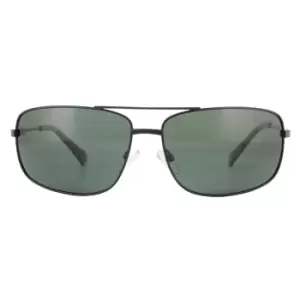 Image of Rectangle Matte Black Green Polarized Sunglasses