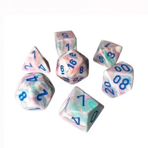 Image of Chessex Poly 7 Dice Set: Festive Pop Art With Blue