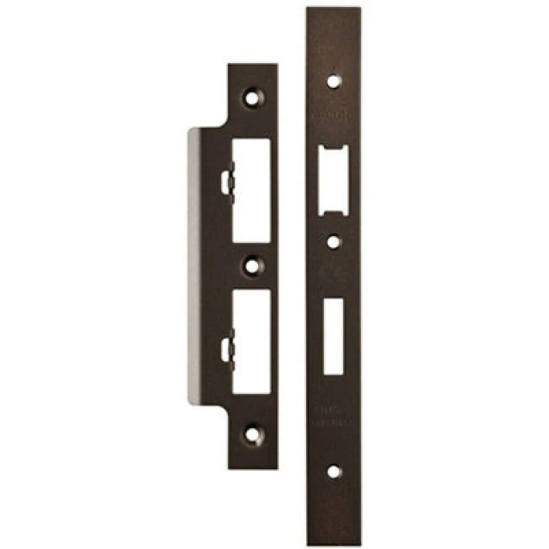 Image of Loops Forend Strike & Fixing Pack For DIN Euro Sash & Bathroom Lock Matt Bronze Multi