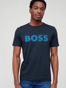 Image of BOSS Large Logo 6 T-Shirt - Dark Blue , Dark Blue, Size L, Men