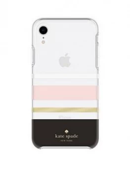 Image of Kate Spade New York Kate Spade New York Protective Hardshell Case For iPhone Xr - Charlotte Stripe Black/Cream/Blush/Gold Foil
