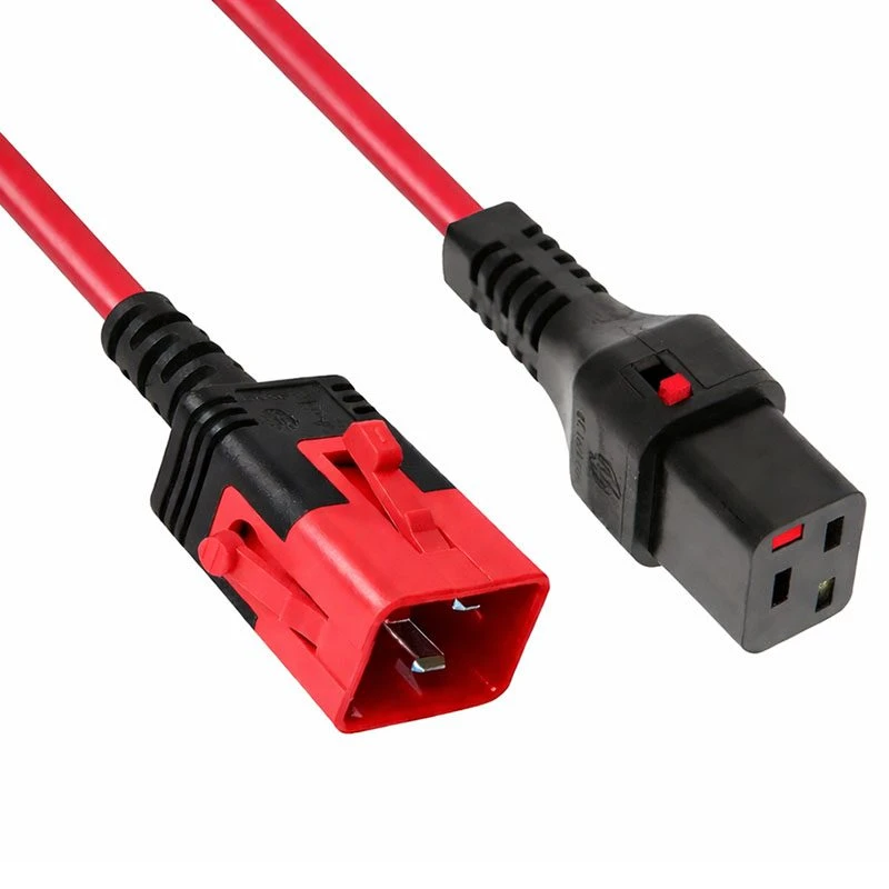 Image of FDL 2M IEC C20 PLUG TO IEC C19 SOCKET DUAL LOCKING EXT. - RED