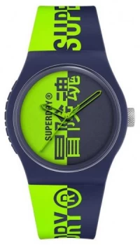 Image of Superdry Navy & Green Printed Silicone Soft Touch Strap Watch
