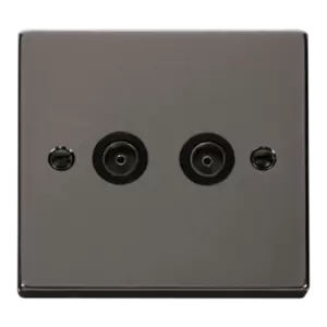 Image of Click Scolmore Deco 2 Gang Non-Isolated Co-Axial Socket - VPBN066BK