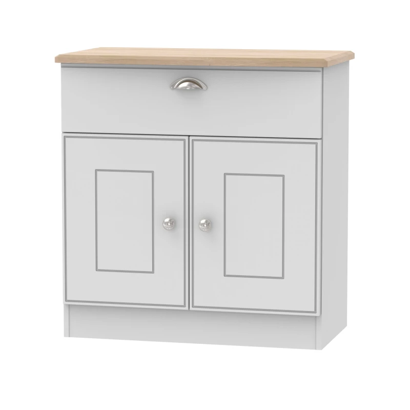 Image of Albert 1 Drawer 2 Door Sideboard In Grey Matt & Oak (Ready Assembled)