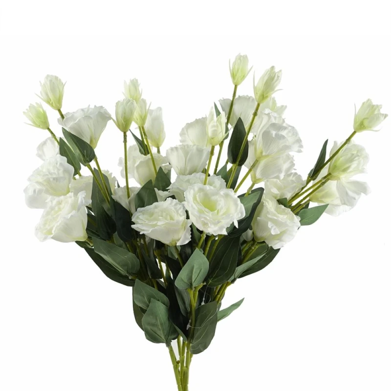 Image of Leaf Pack of 6 x 80cm Artificial White Wild Rose Stem - 6 Flowers White unisex
