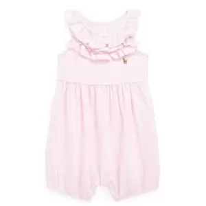 Image of Polo Ralph Lauren Striped Ruffled Bubble Shortall - Pink