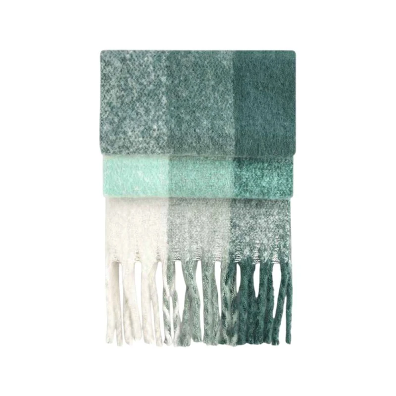 Image of Beechfield Mens Checkered Fluffy Scarf in Green Green Male One Size